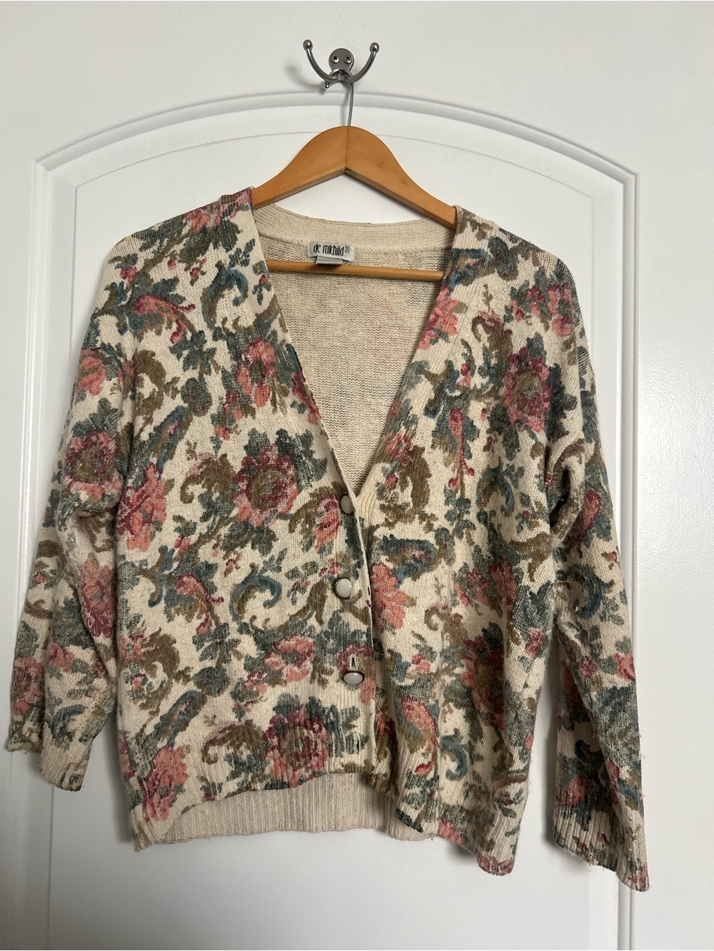 Vintage 90’s Floral Button Cardigan Linen Blend size M chic cottage core prairie